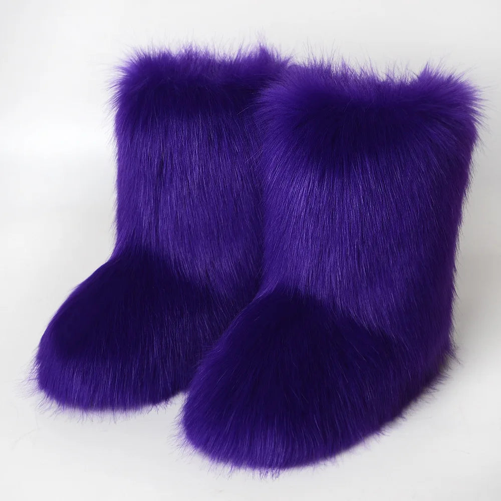 Bottes de Neige de Luxe en Fausse Fourrure EAEOVNI – Chaleur Extrême &amp; Style Hivernal Glamour