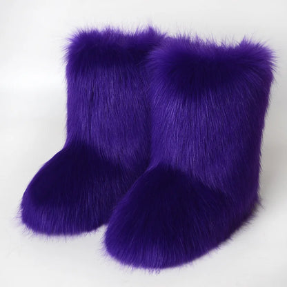 Bottes de Neige de Luxe en Fausse Fourrure EAEOVNI – Chaleur Extrême &amp; Style Hivernal Glamour