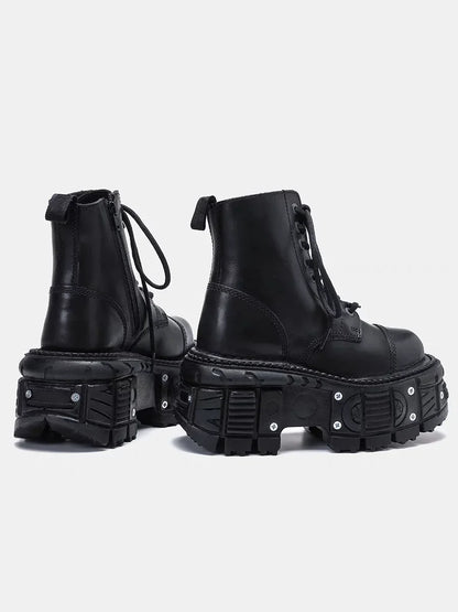 Leather Heightened 10cm Thick-soled Men's High-top British Style 2025 New Trendy Men's Boots