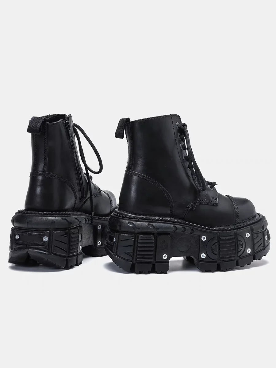 Leather Heightened 10cm Thick-soled Men's High-top British Style 2025 New Trendy Men's Boots