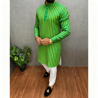 2026 Men's Clothing Ethnic Print Plus Size Tops Wedding Wear Classic Morocco Kaftan Herren Muslim Tenue Arabe Homme﻿