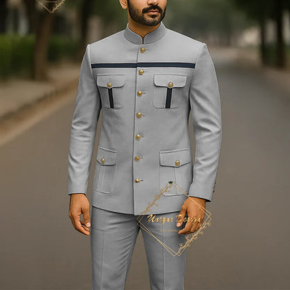 Ivory Formal Safari Suit Custom Made Indian Menswear for Wedding Groom Men's 2pcs Set Jacket Pants Slim Fit Party Dress