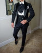 Men's Wedding Suit 2023 Italian Design Custom Black Smoking Tuxedo Jacket 3-piece Set (coat Vest Pants) Men's Groom Terno Suit