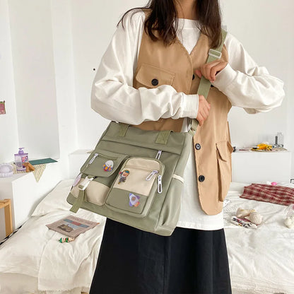 New Canvas Women Handbags Messenger Bag Youth Ladies Fashion Shoulder Tote Bag Versatile Female Crossbody Bags Pouch Pack Bolsas