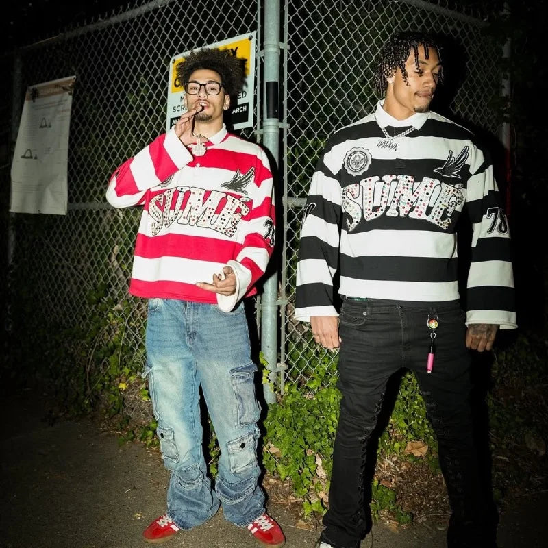 Polo Rugby Rétro Y2K BiggOrange – Style Hip-Hop, Broderies &amp; Coupe Boxy