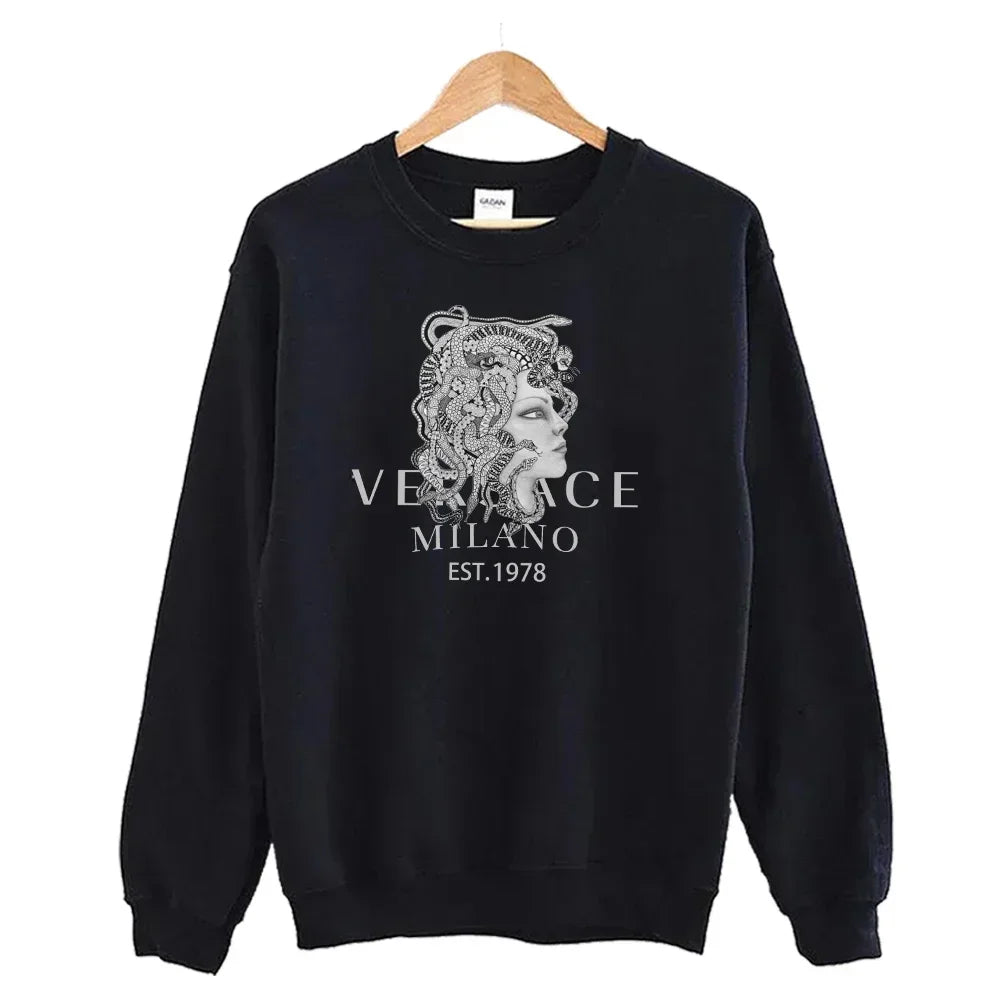 Men's autumn round neck sweatshirt set, luxurious printed simple casual sports set