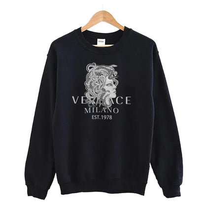 Men's autumn round neck sweatshirt set, luxurious printed simple casual sports set