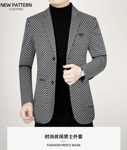 2026 Spring New Men's Blazer Business Casual Suit Jacket Middle Aged Male Fashion Office Wear Outerwear Top