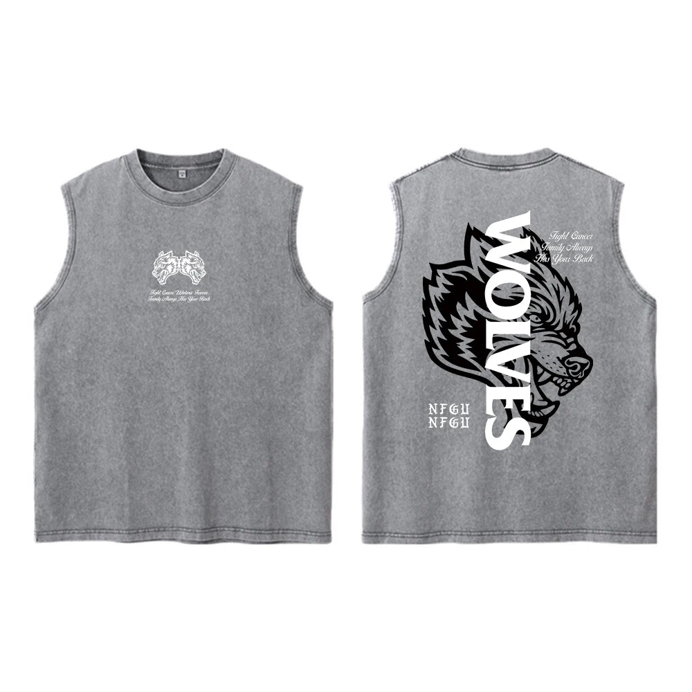 Darc Wolves Sport Vintage Washed Vest Tees Gym Bodybuilding Fitness Sleeveless T Shirts Basketball Workout Darcs Tank Tops