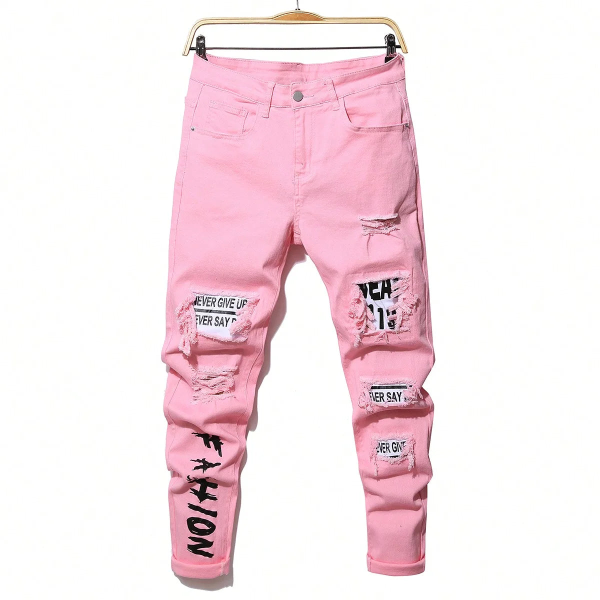 Jean Slim en Denim Lourd Stretch LVCCCI'S – Style Preppy &amp; Finitions Lettrées