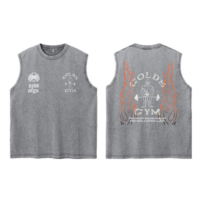 Darc Wolves Sport Vintage Washed Vest Tees Gym Bodybuilding Fitness Sleeveless T Shirts Basketball Workout Darcs Tank Tops