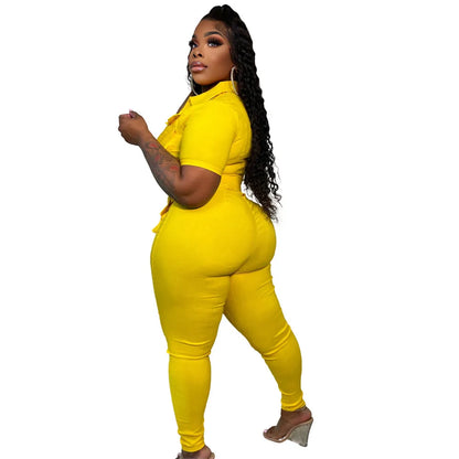 Wmstar Jumpsuit Women Summer Romper V Neck Zipper Short Sleeves Solid Pockets One Piece Outfits Bodysuit Wholesale Dropshipping