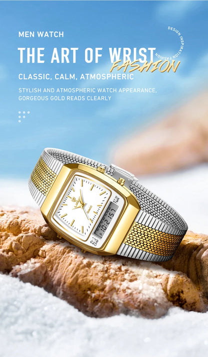 LIEBIG Luxury Dual Display Time Quartz Watches For Men Women Fashion Outdoor Sports Week Waterproof Digital Wristwatches Relojes