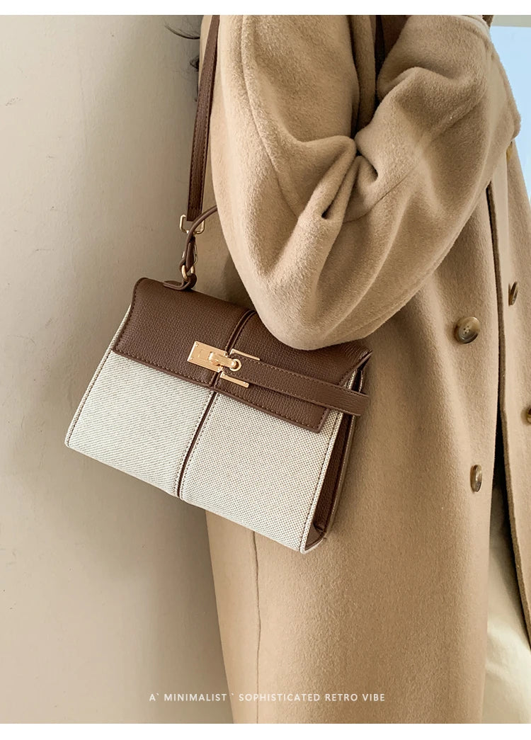 Elegant Versatile Ladies Crossbody Bag Handbag  Bag Fashionable Outgoing Small Handle Bag Commuting Style Detachable Strap