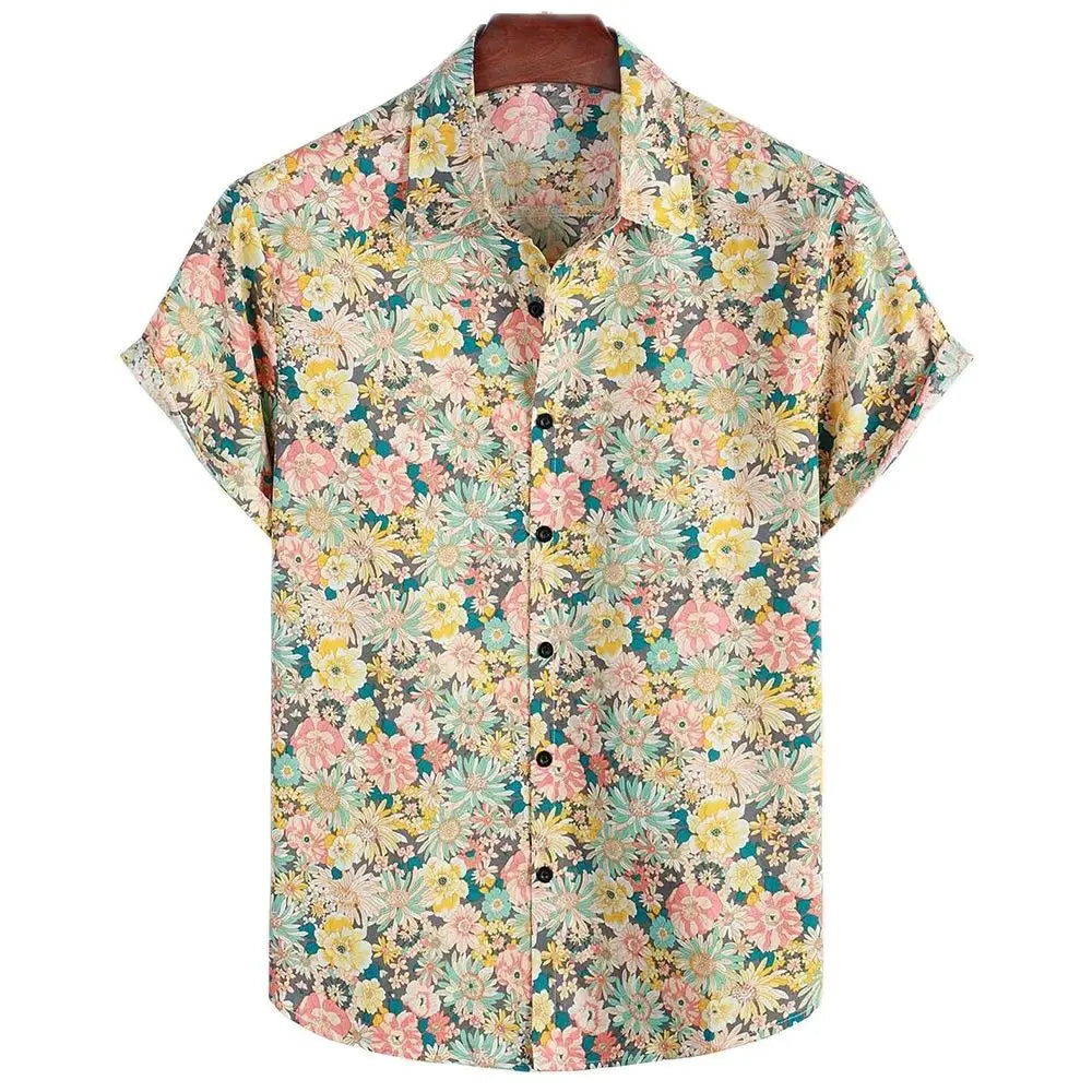 Sleeve Casual Loose Streetwear Summer Beach Shirts for Male/Female Clothing Hawaiian Men's Shirt Floral Harajuku Printed Short