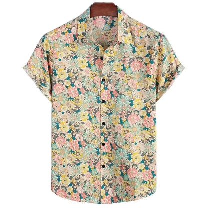 Sleeve Casual Loose Streetwear Summer Beach Shirts for Male/Female Clothing Hawaiian Men's Shirt Floral Harajuku Printed Short