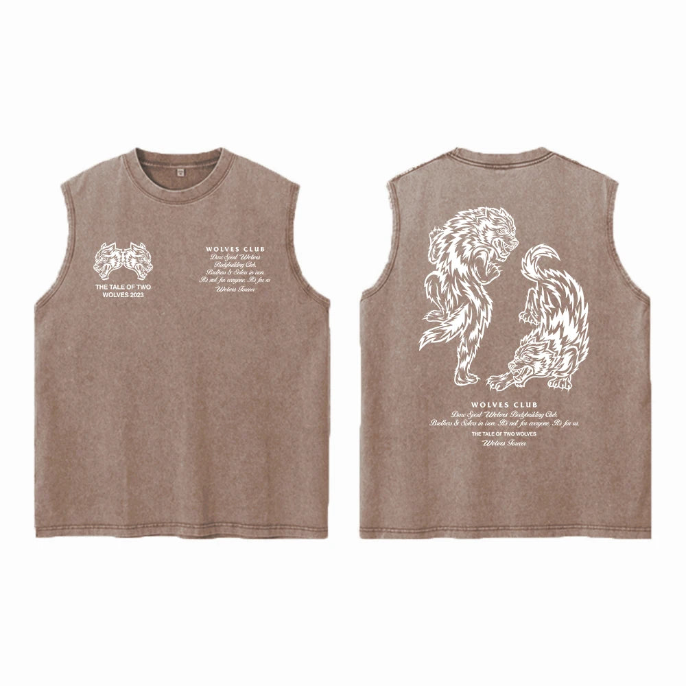 Darc Wolves Sport Vintage Washed Vest Tees Gym Bodybuilding Fitness Sleeveless T Shirts Basketball Workout Darcs Tank Tops