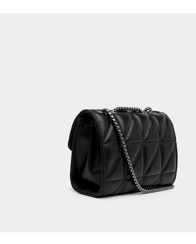 Black Luxury Handbags And Purse Women PU Leather Messenger Shoulder Bag Plaid Female Crossbody Bag Tassel Quilted Brand