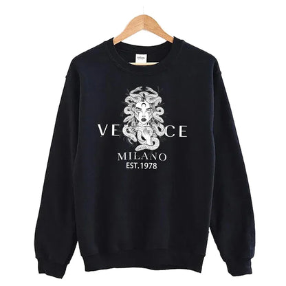 Men's autumn round neck sweatshirt set, luxurious printed simple casual sports set
