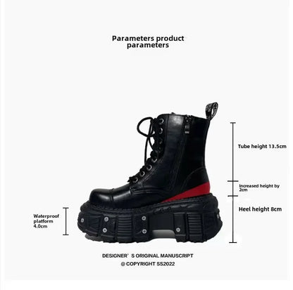 Leather Heightened 10cm Thick-soled Men's High-top British Style 2025 New Trendy Men's Boots