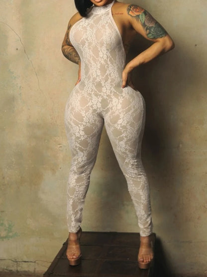 Combinaison Slim en Dentelle Ajourée – Élégance "High Street" par Foamlina