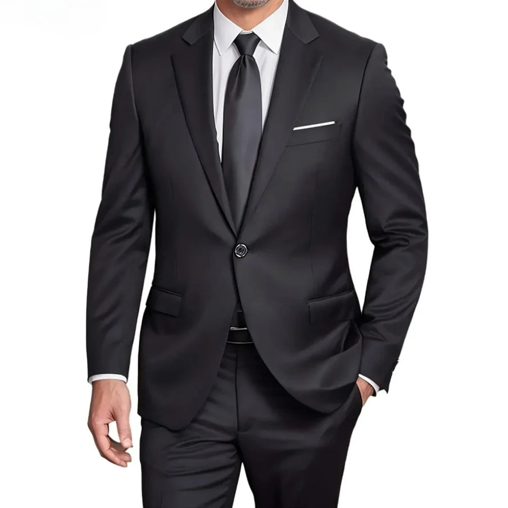Men's 3 Piece Suit Set Wedding Solid Color Blazer Vest Pants Formal Business Dress Classic Tuxedo for Party Groomsmen