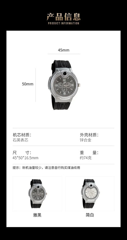 Outdoor Watch Inflatable Lighter Fashion Metal Gas Windproof Portable Open Flame Lighter Smoking Cool Personality Gift 2025 New
