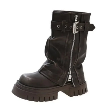 Bottes de Neige à Talons "Sexy Chain" LEDP – Chaleur, Hauteur &amp; Style Rebelle