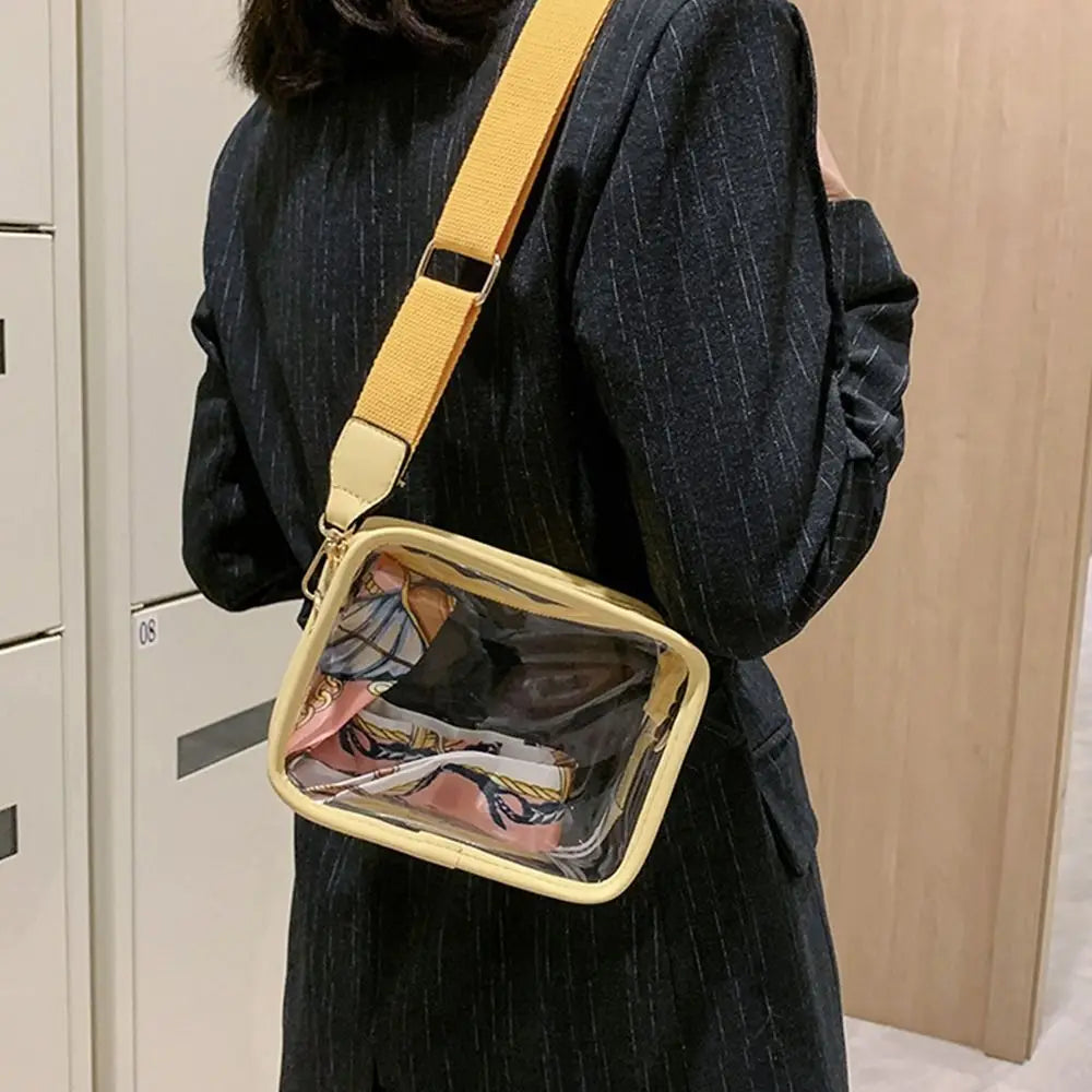 Fashion Shoulder Messenger Bag Transparent Crossbody Bag for Women Girls PVC Jelly Handbag (Excluding Ribbons)