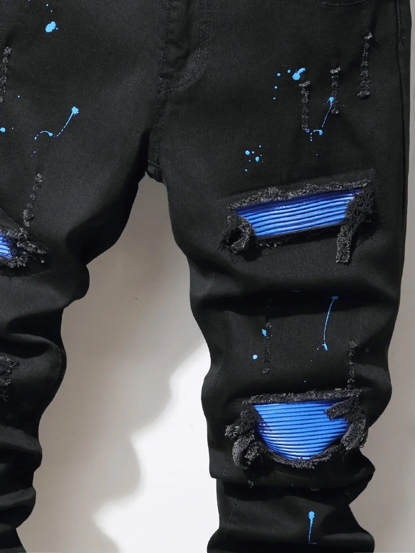 Jean Slim Straight Patchwork LVCCCI'S – Style Chic, Haute Élasticité &amp; Denim Épais