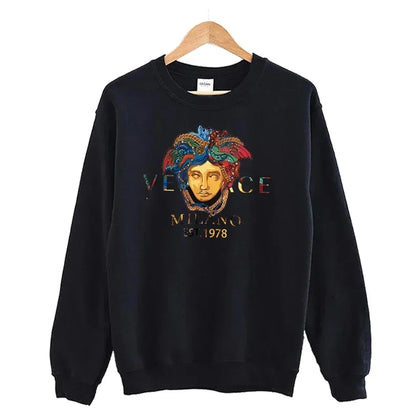 Men's autumn round neck sweatshirt set, luxurious printed simple casual sports set