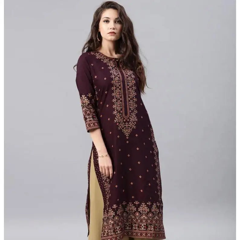 Women's Kurt Casual Dress Long Sleeve Straight Casual Ethnic Floral Mandarin O-Neck Round Regular Size 3D Design Suitable.