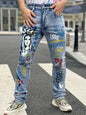 Jean Slim High Street KING JEANS – Motif Abstrait, Appliques &amp; Confort Stretch