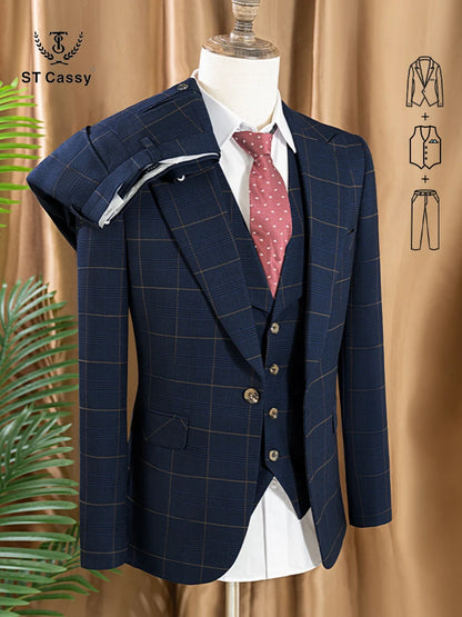 Costume Homme Business &amp; Smart Casual ST Cassy – Modèle 701 (Maille Knit Confort, Mélange Polyester &amp; Rayonne)