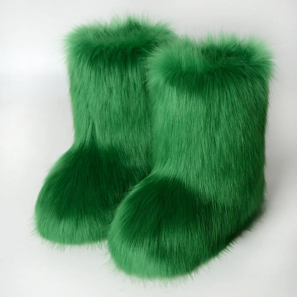 Bottes de Neige de Luxe en Fausse Fourrure EAEOVNI – Chaleur, Style &amp; Confort Gothique Chic
