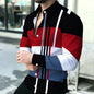 Men's shirt with contrasting stripes, long sleeved shirt, simple geometric lines, slim fit shirt, high-quality business top