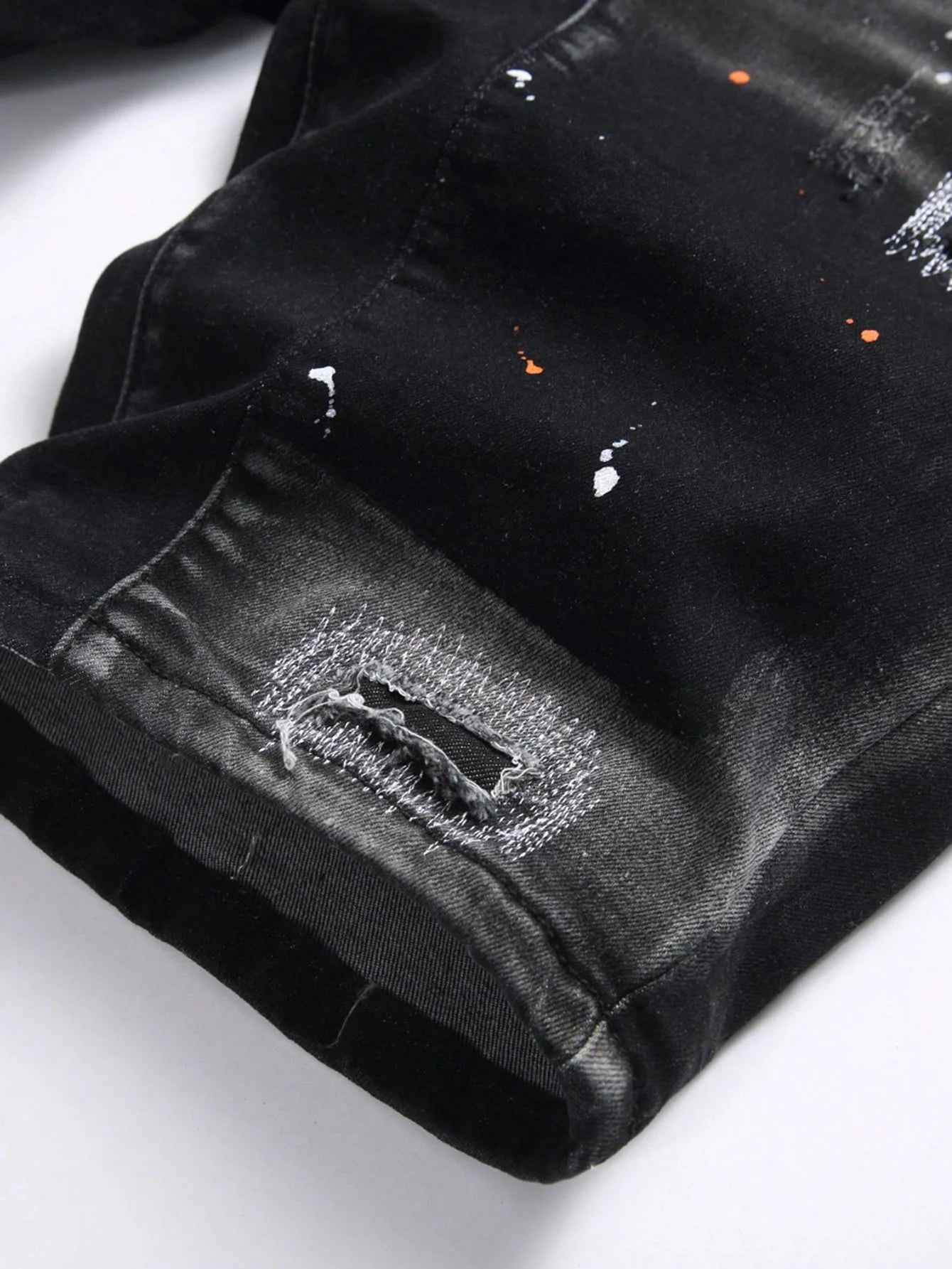 Short Denim Tricoté à Pois LVCCCI'S – Haute Élasticité, Style Casual &amp; Détails Déchirés