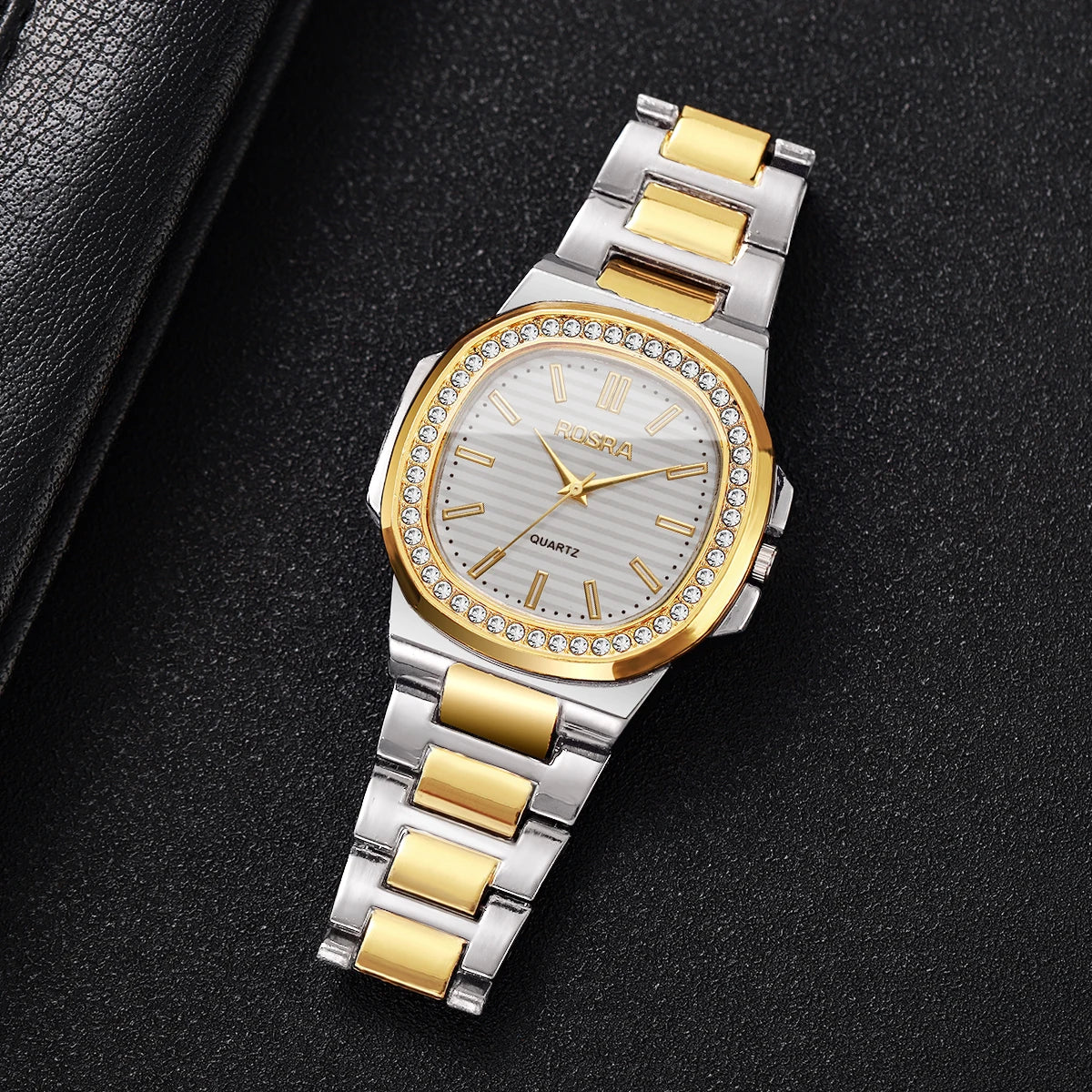 Luxury Rhinestone Men Business Watches Fashion Square Dial Steel Band Male's Quartz Wristwatch Reloj Hombre（Without Box）