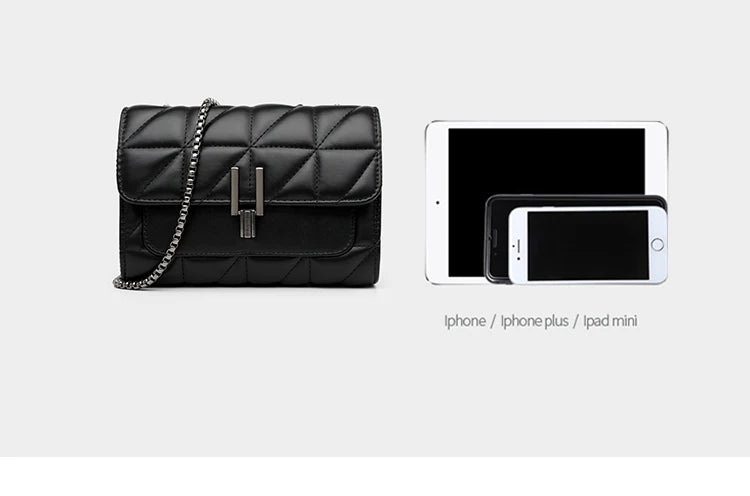 Black Luxury Handbags And Purse Women PU Leather Messenger Shoulder Bag Plaid Female Crossbody Bag Tassel Quilted Brand