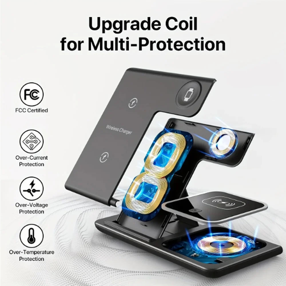 3 in 1 30W Foldable Wireless Charging Station for iPhone 17 16 15 14 13 Pro Max iWatch Ultra Airpods Pro Fast Charger Stand Dock