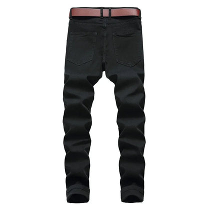 Jean Slim Hip-Hop ZHANLINWU 499 – Style Distressed, Détails Déchirés &amp; Confort Denim