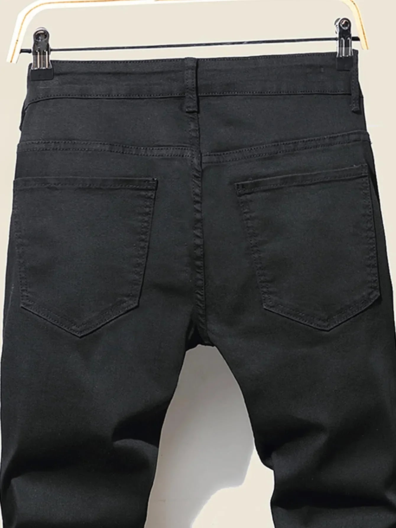 Jean Slim Straight Patchwork LVCCCI'S – Style Chic, Haute Élasticité &amp; Denim Épais