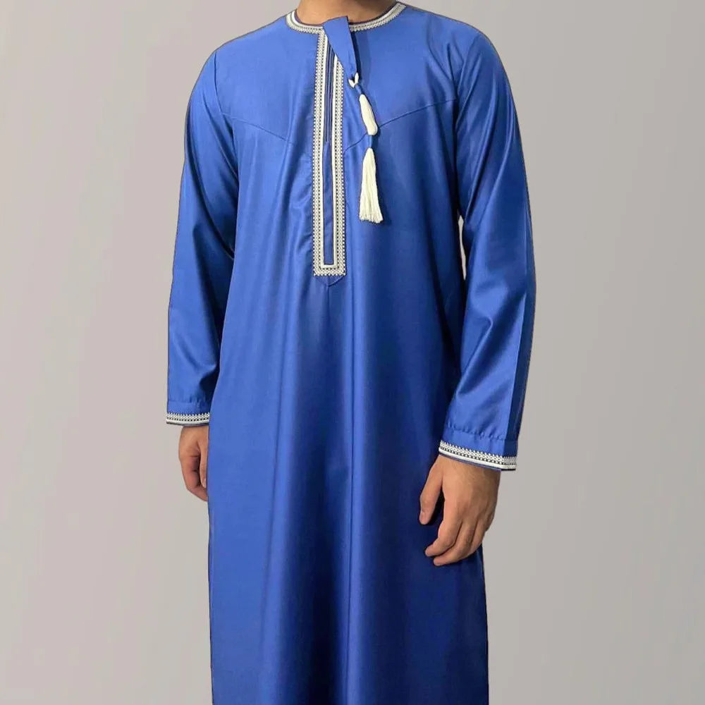 New Muslim Men Long Sleeve Pullover Dress Abaya Daffah Jubba Thobe Pakistan Saudi Arab Kaftan Islam Clothing Prayer Robe Afghan