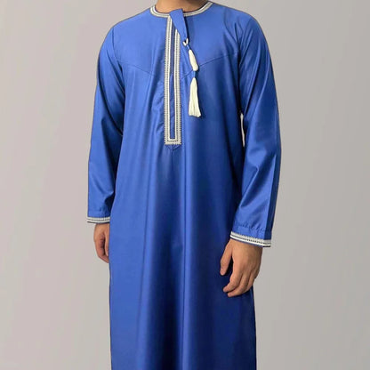 New Muslim Men Long Sleeve Pullover Dress Abaya Daffah Jubba Thobe Pakistan Saudi Arab Kaftan Islam Clothing Prayer Robe Afghan