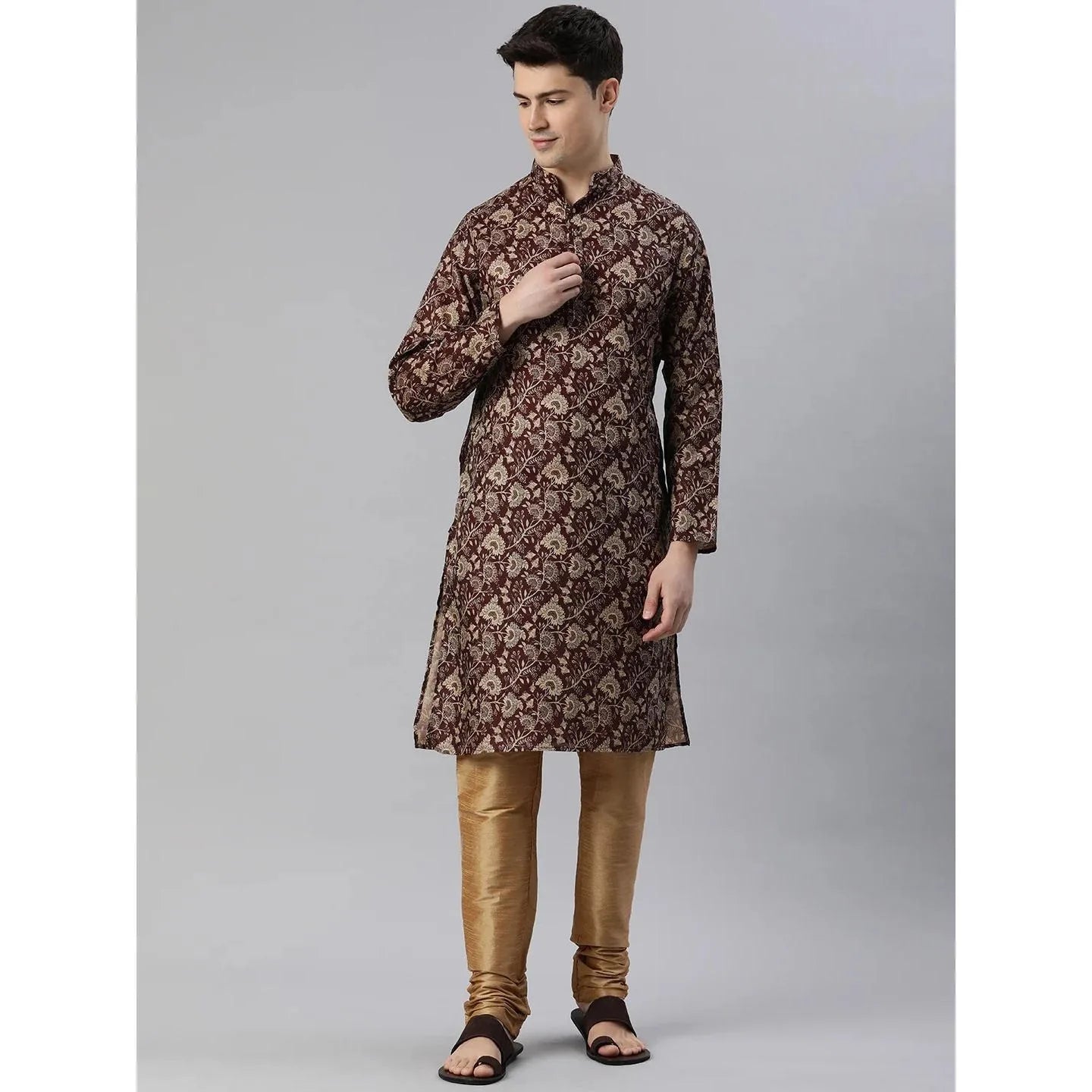 Vardha Regular Fit Kurta Mandarin Collar Long Suitable All Occasions Such Wedding Hari Raya Aidilfitri Prayer Wear Man