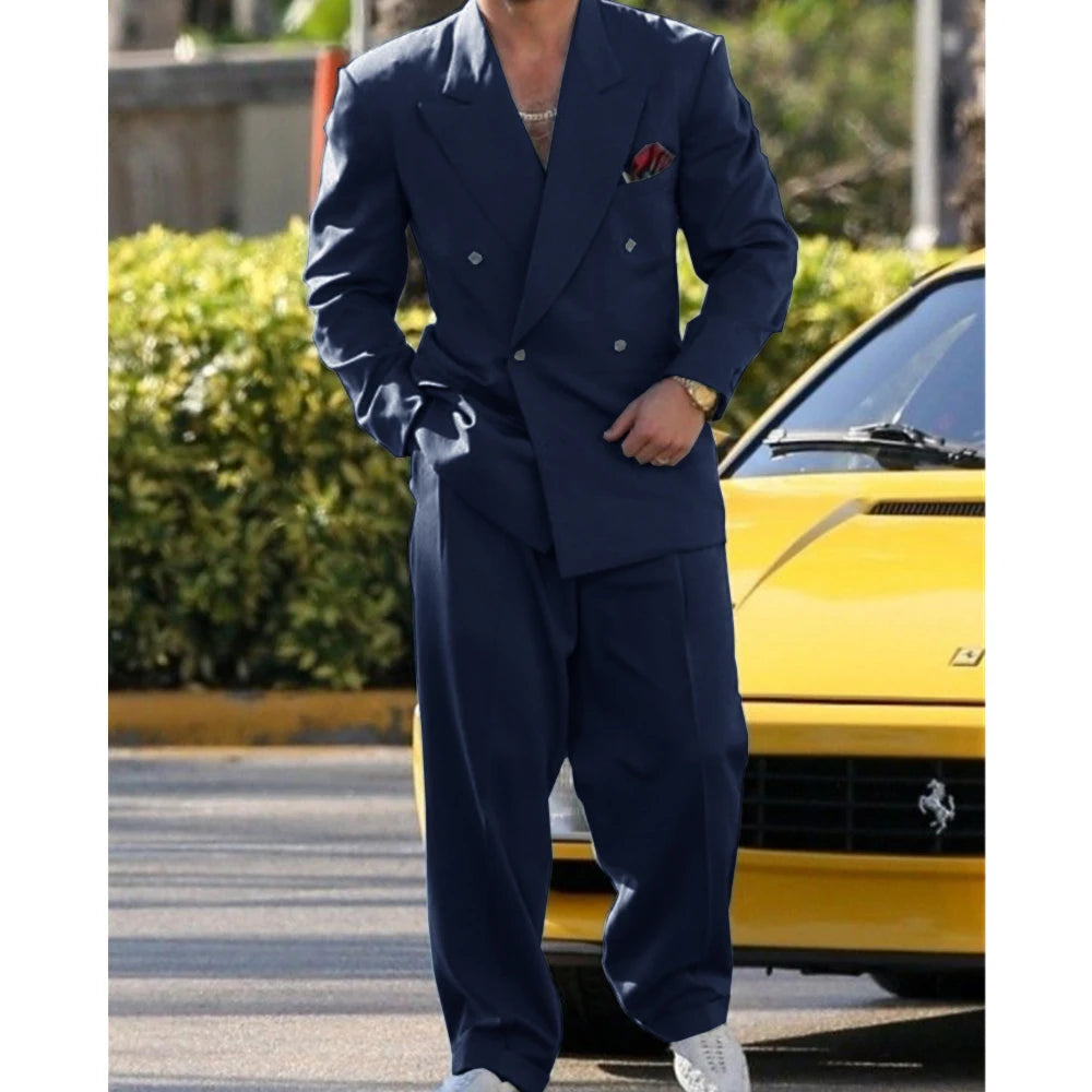 Costume de Mariage Décontracté – Double Boutonnage, Coupe Ample &amp; Confort Toutes Saisons
