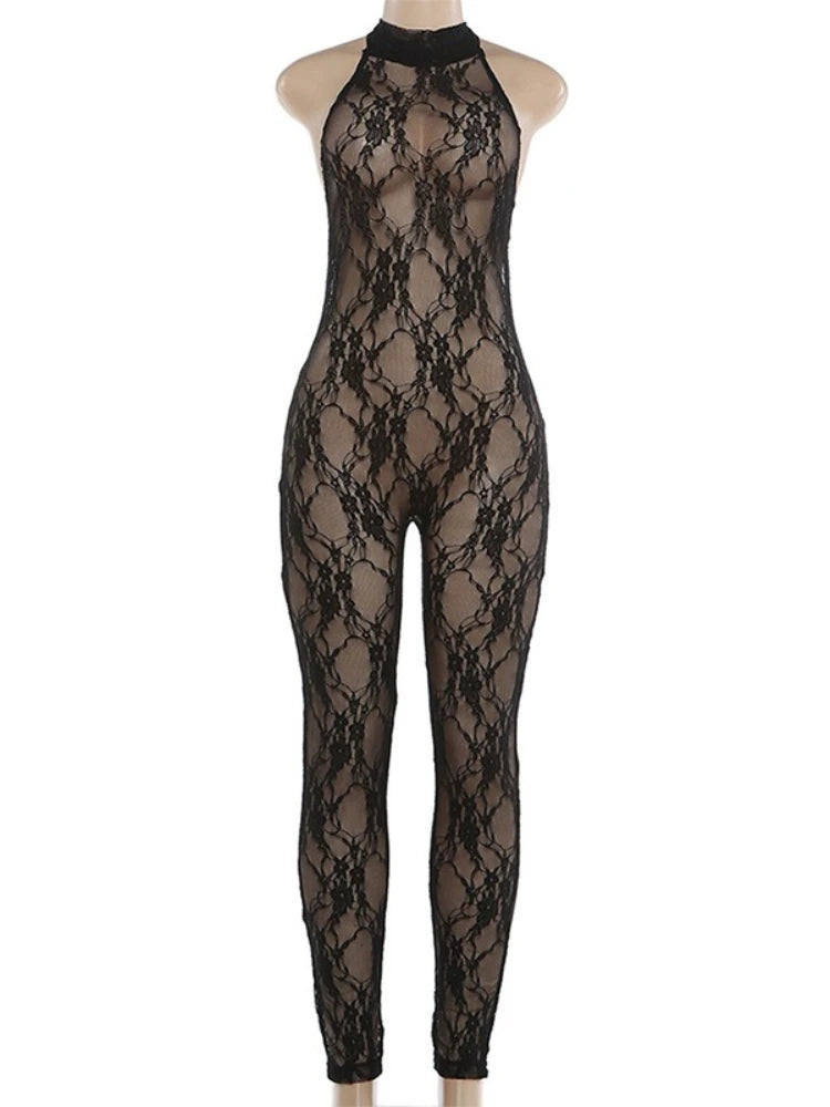 Combinaison Slim en Dentelle Ajourée – Élégance "High Street" par Foamlina