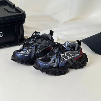 Thick-soled Children's Sports Shoes Autumn Leather Fashion Girl's Running Shoes Boys' Casual Shoes Lace-up Soft Sole Kids Shoes