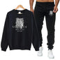 Men's autumn round neck sweatshirt set, luxurious printed simple casual sports set