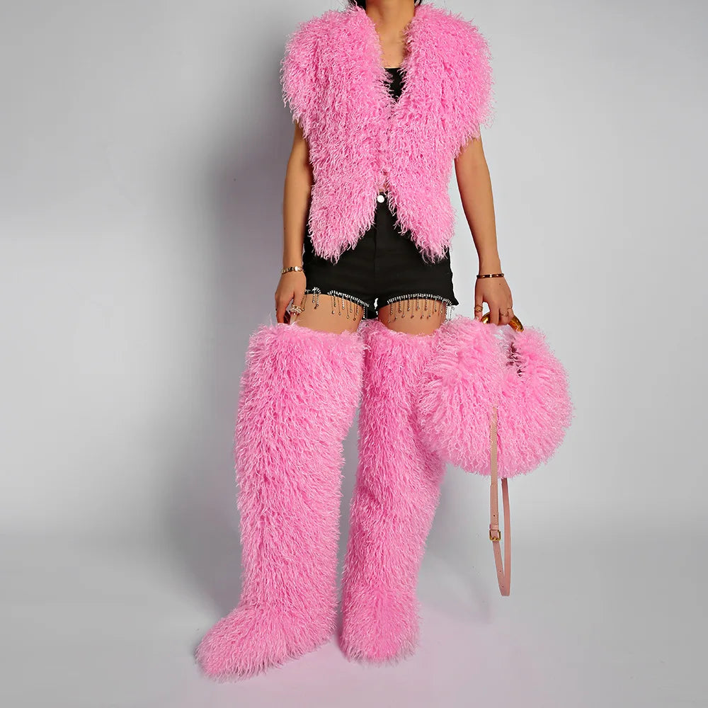 Cabas en Fausse Fourrure – Style Tendance Y2K